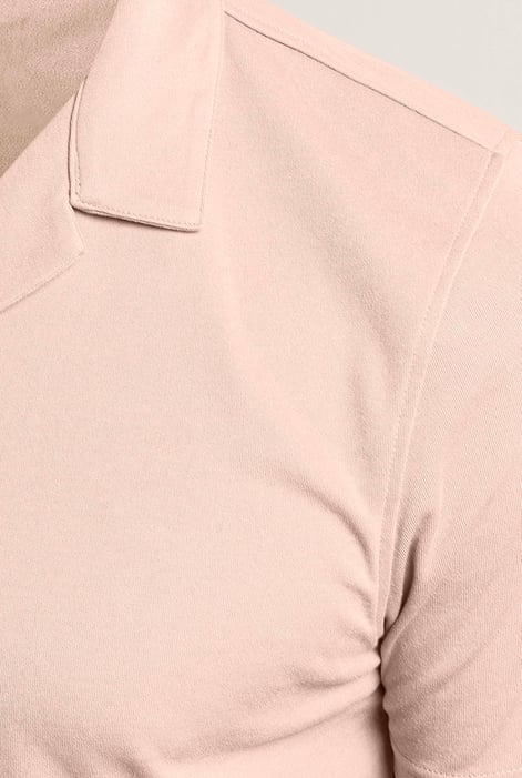 Mens Pink Regular Fit Revere Collar Jersey Shirt