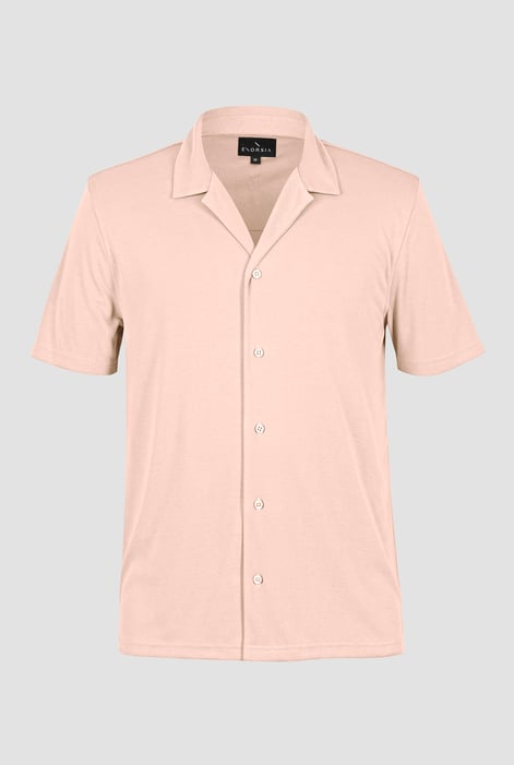 Mens Pink Regular Fit Revere Collar Jersey Shirt