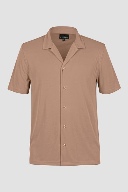 Mens Revere Collar Short Sleeve Jersey Shirt