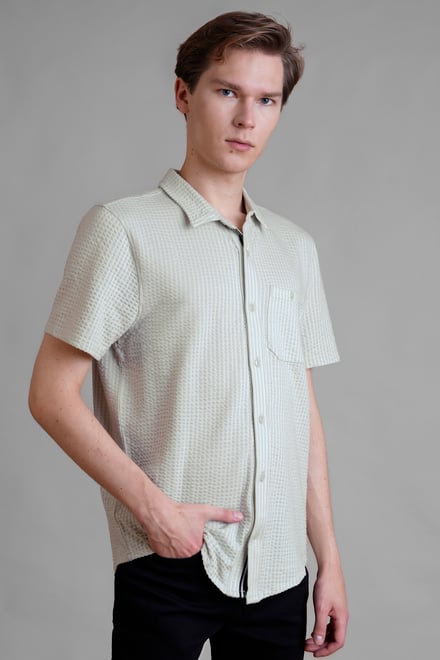 Jersey Searsucker Stripe Short Sleeve Shirt