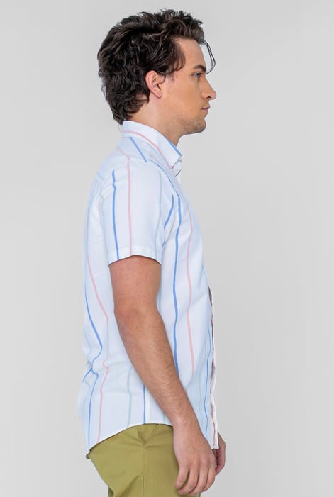 White Stripe Short Sleeve Oxfrod Shirt