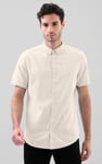 Solid Linen Blend Short Sleeve Shirt