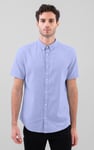Solid Linen Blend Short Sleeve Shirt