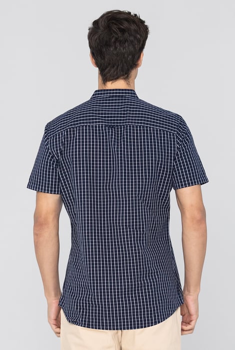 Men's Black Cotton Grandad Collar Shirt