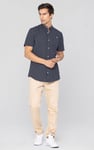 Men's Grandad Collar Check Short Sleeve Shirt