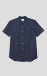 Men's Grandad Collar Check Short Sleeve Shirt