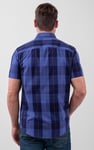 Yellow Blue Check Short Sleeve Casual Shirt