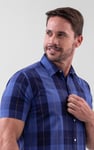 Yellow Blue Check Short Sleeve Casual Shirt