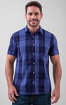 Yellow Blue Check Short Sleeve Casual Shirt