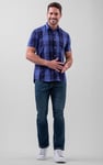 Yellow Blue Check Short Sleeve Casual Shirt
