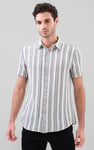 Smoke Stripe Kent Collar Short Sleeve Shirt