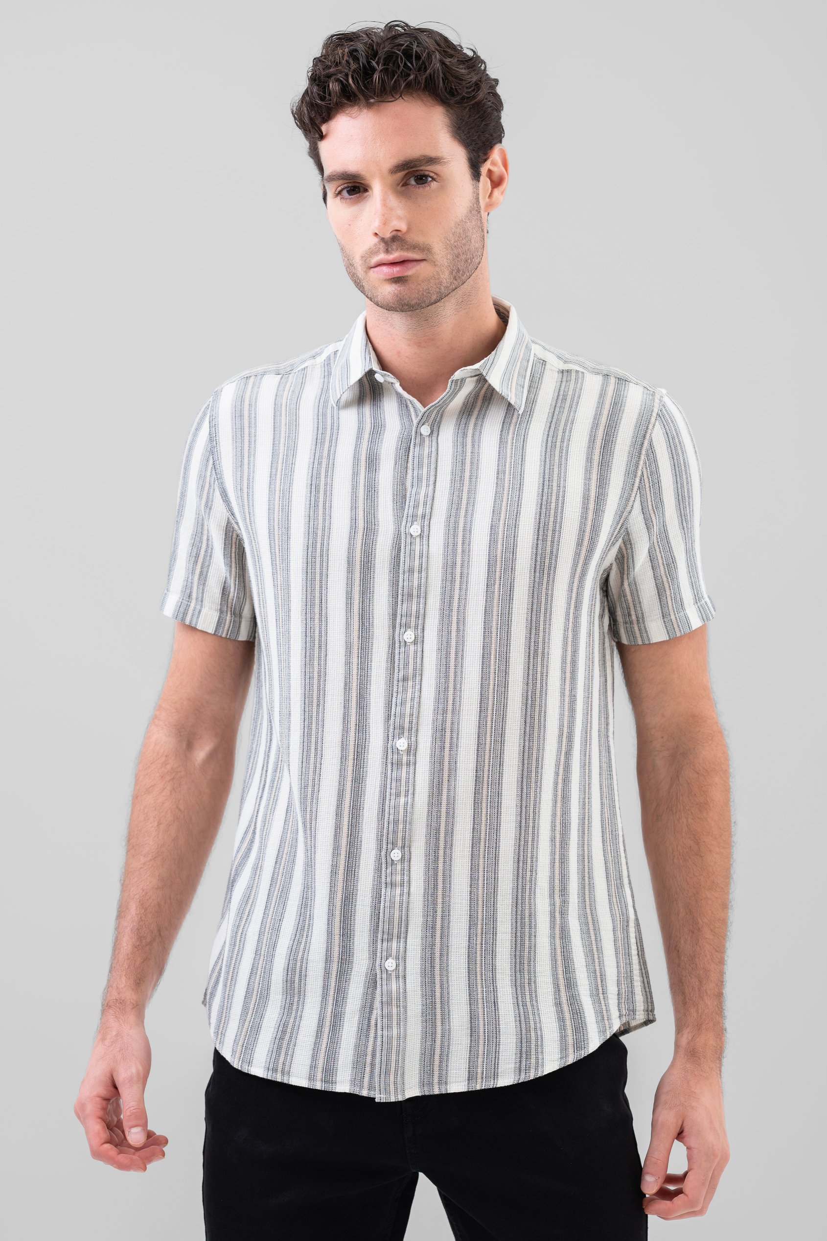 Enorsia Men's Multicoloured Pure Cotton Short Sleeve Shirt - Uk Xl