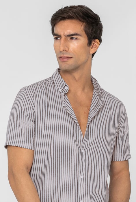 Grey Stripe Short Sleeve Shirt