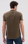 Men Grandad Collar Short Sleeve Shirt