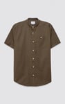 Men Grandad Collar Short Sleeve Shirt