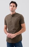 Men Grandad Collar Short Sleeve Shirt