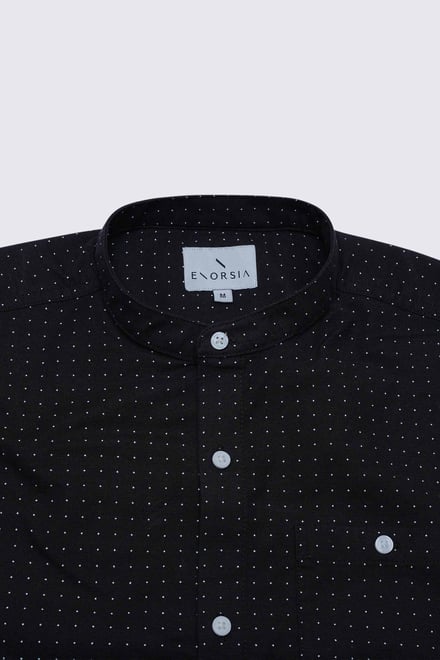 Printed Grandad Collar Short Sleeve Shirt
