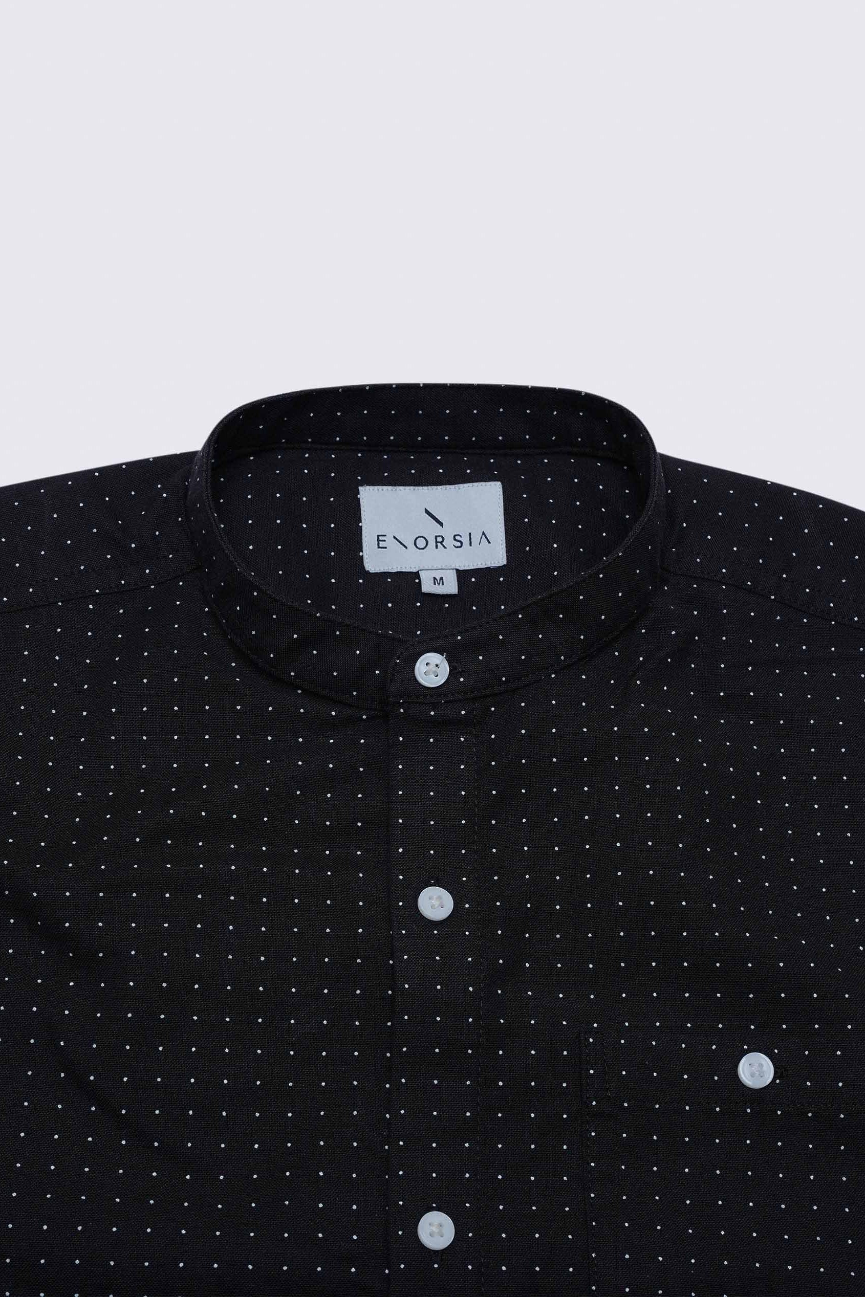 Printed Grandad Collar Short Sleeve Shirt