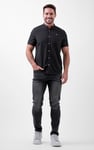 Printed Grandad Collar Short Sleeve Shirt