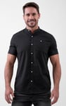 Printed Grandad Collar Short Sleeve Shirt