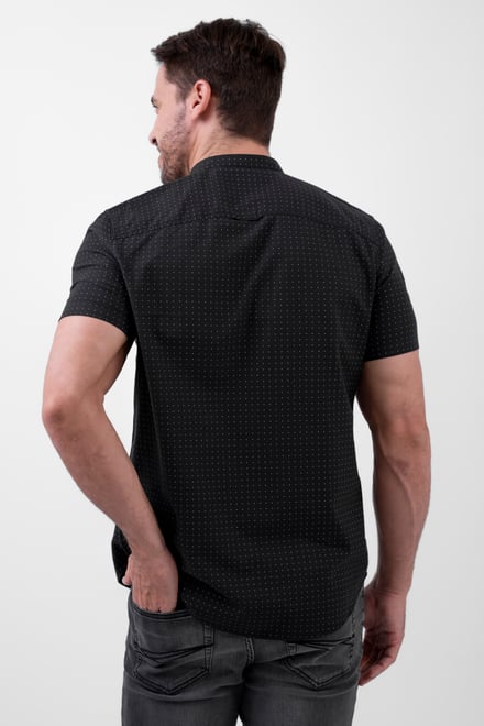 Printed Grandad Collar Short Sleeve Shirt