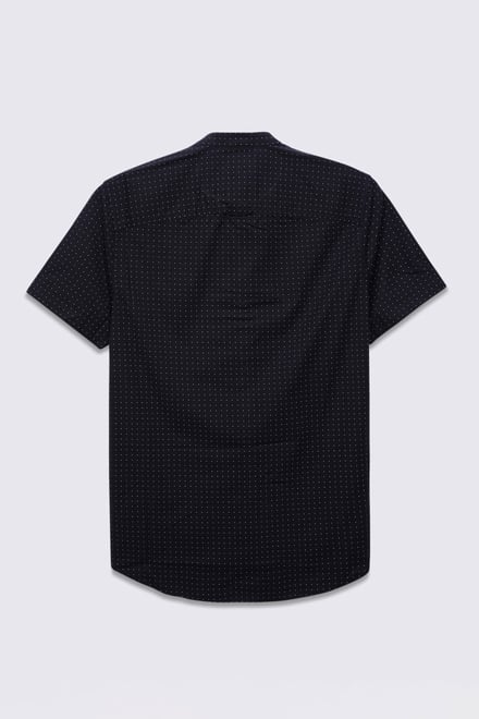 Printed Grandad Collar Short Sleeve Shirt