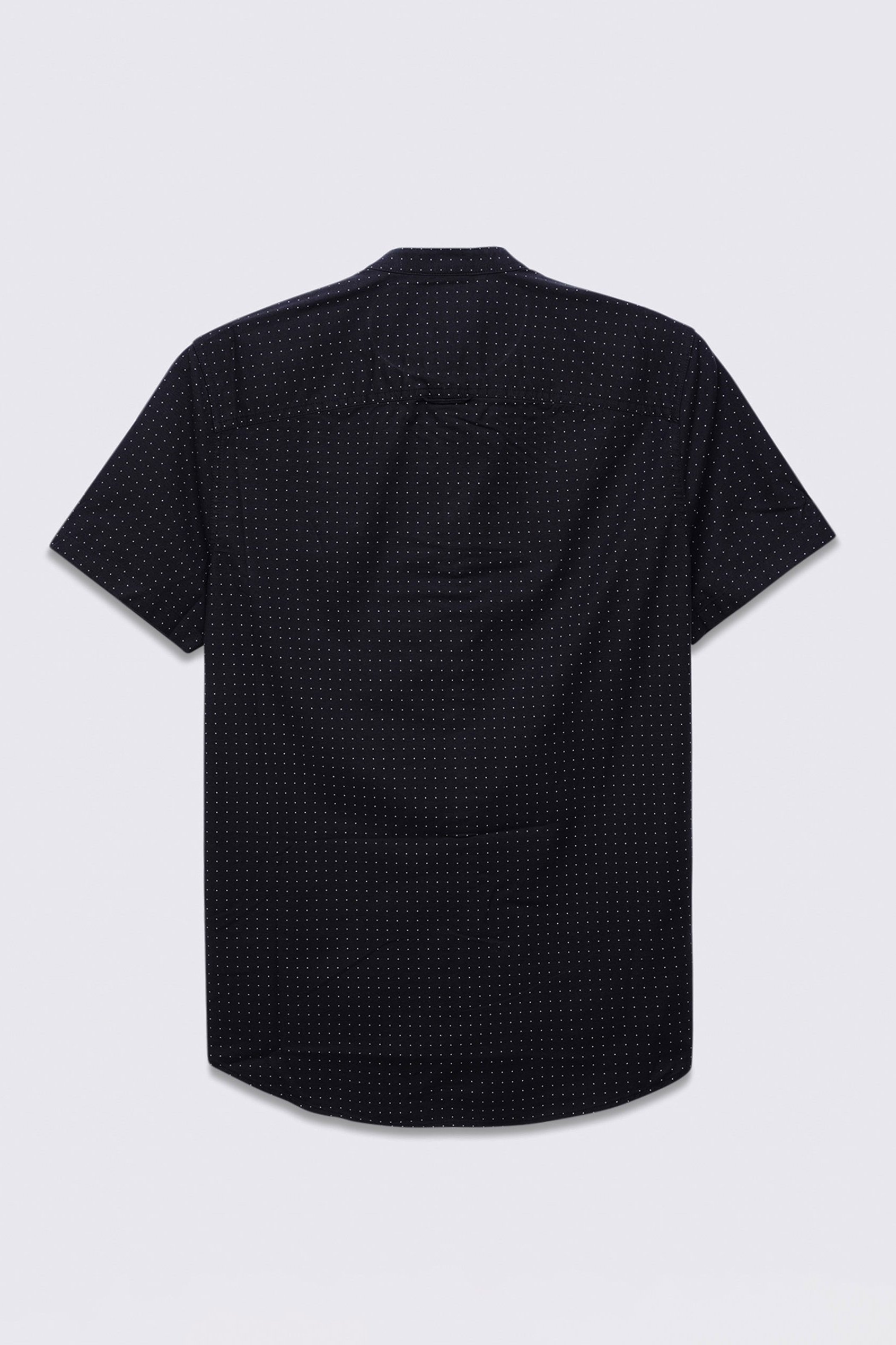 Printed Grandad Collar Short Sleeve Shirt