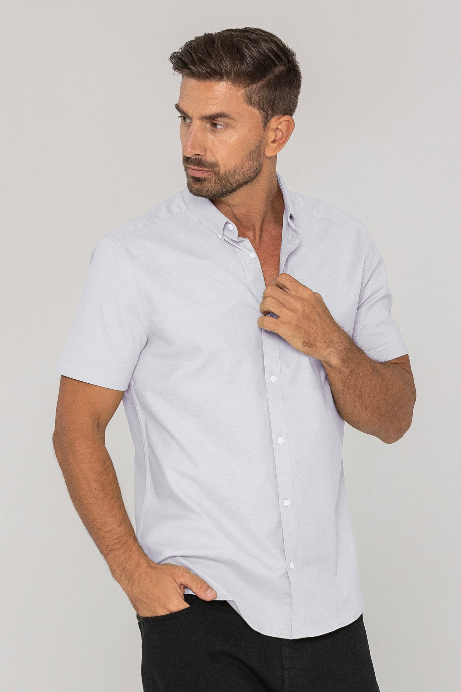 Enorsia Men's White Solid Short Sleeve Shirt - Uk Xxl