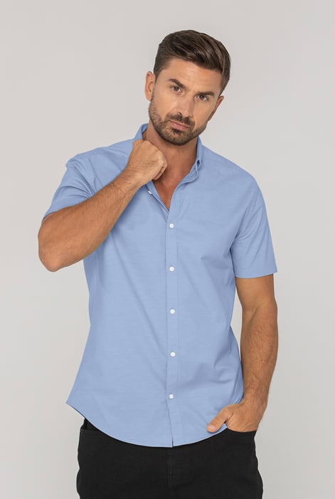 Mens Green Solid Short Sleeve Shirt