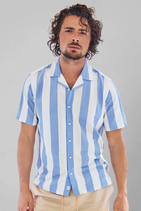 Black Revere Collar Short Sleeves Shirt