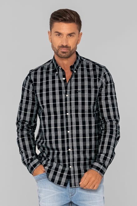 Men Button Down Collar Long Sleeve Shirt