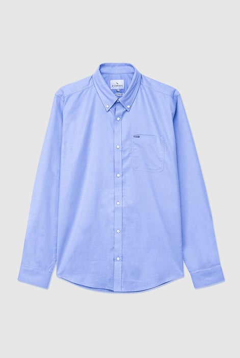 Men Red Button Down Collar Long Sleeve Shirt