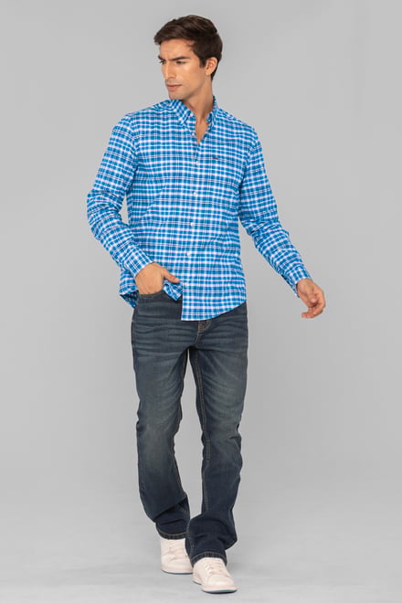 Men Button Down Collar Long Sleeve Shirt
