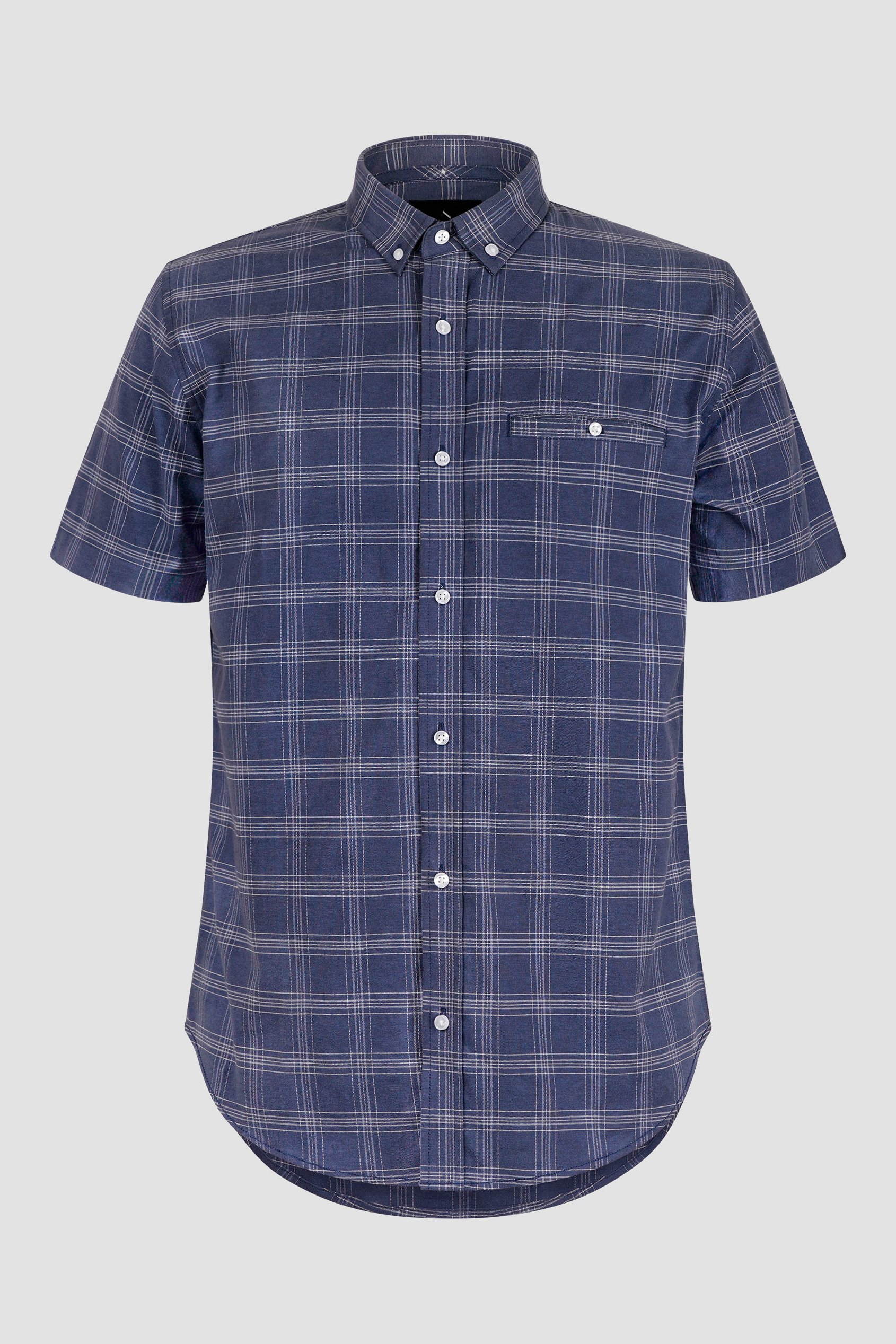 Enorsia Men's Blue Button Down Ss Oxford Shirt - Uk S