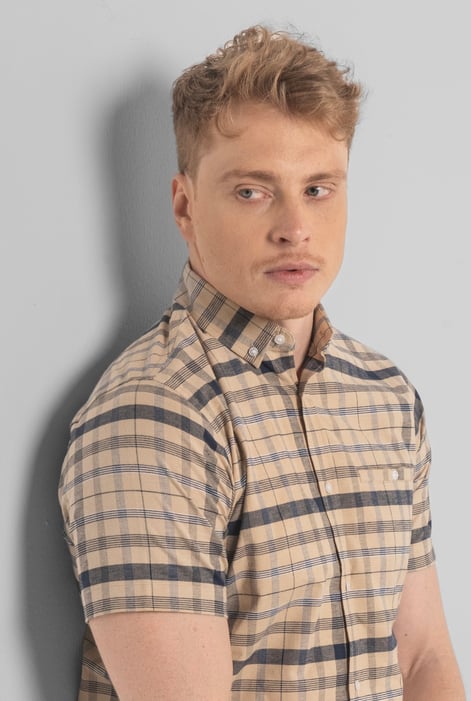 Mens Cream Button Down SS Oxford Shirt