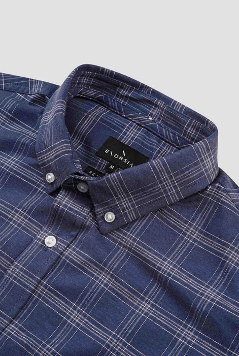 Mens Blue Button Down SS Oxford Shirt