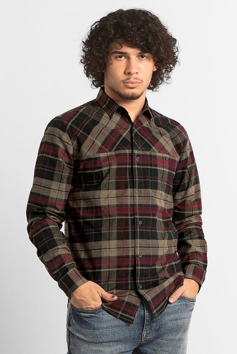 Mens Orange Front Yoke LS Oxford Shirt