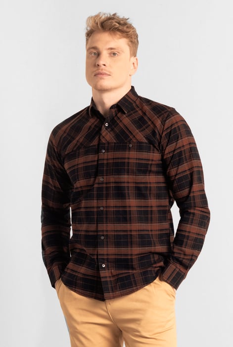 Mens Orange Front Yoke LS Oxford Shirt