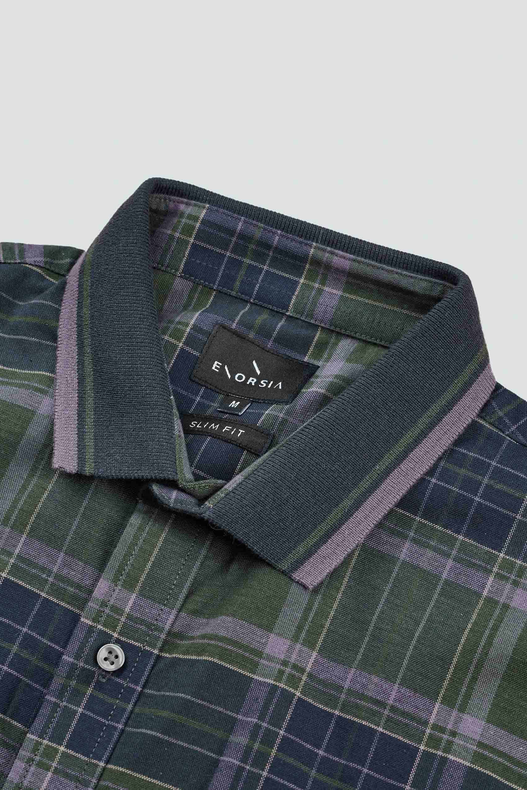 Mens Short Sleeve Shirt With Rib Collar