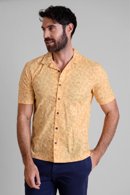 Pencilled Revere Collar Short Sleeve Shirt