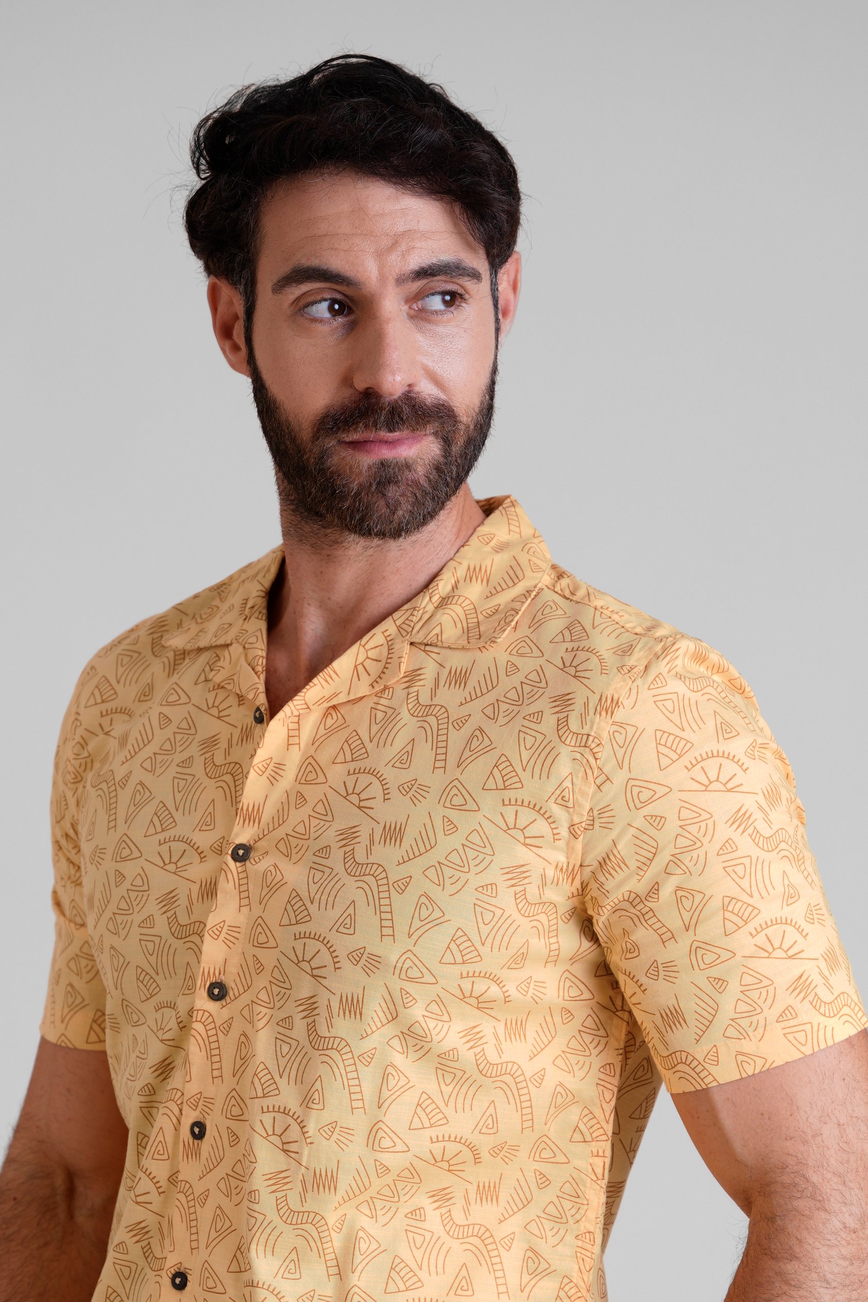 Pencilled Revere Collar Short Sleeve Shirt