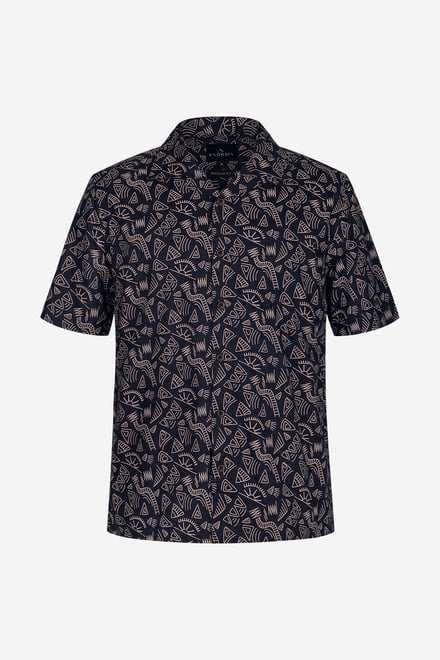 Pencilled Revere Collar Short Sleeve Shirt