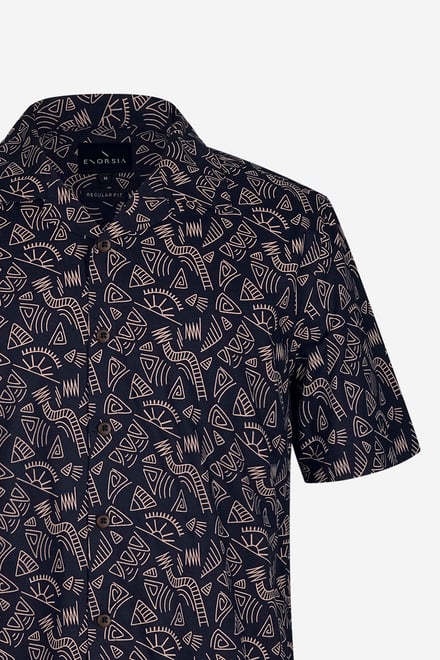 Pencilled Revere Collar Short Sleeve Shirt