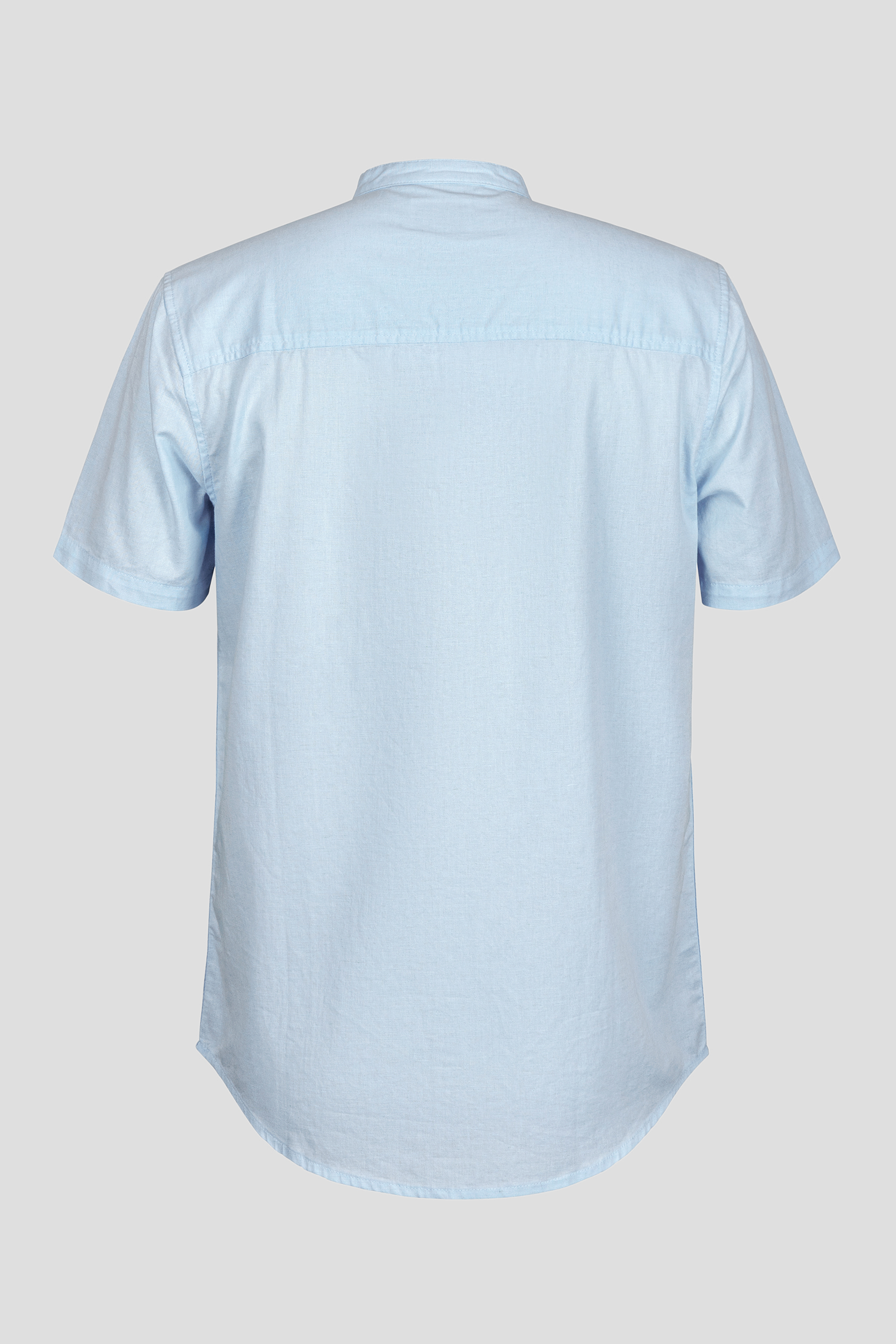 Regular Fit Cotton Linen Grandad Collar S/S  Shirt
