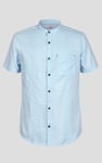 Regular Fit Cotton Linen Grandad Collar S/S  Shirt