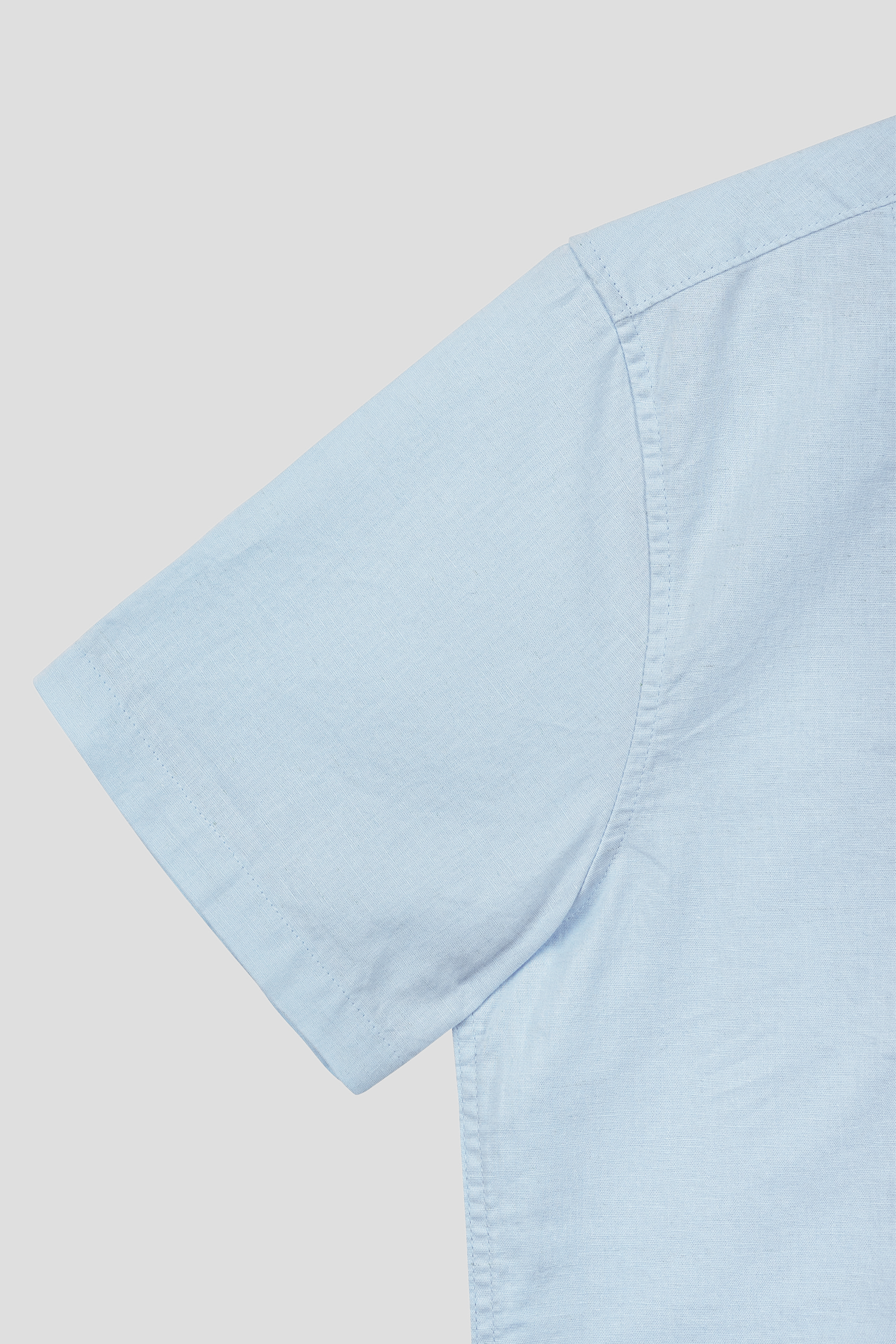 Regular Fit Cotton Linen Grandad Collar S/S  Shirt