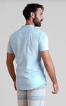 Regular Fit Cotton Linen Grandad Collar S/S  Shirt