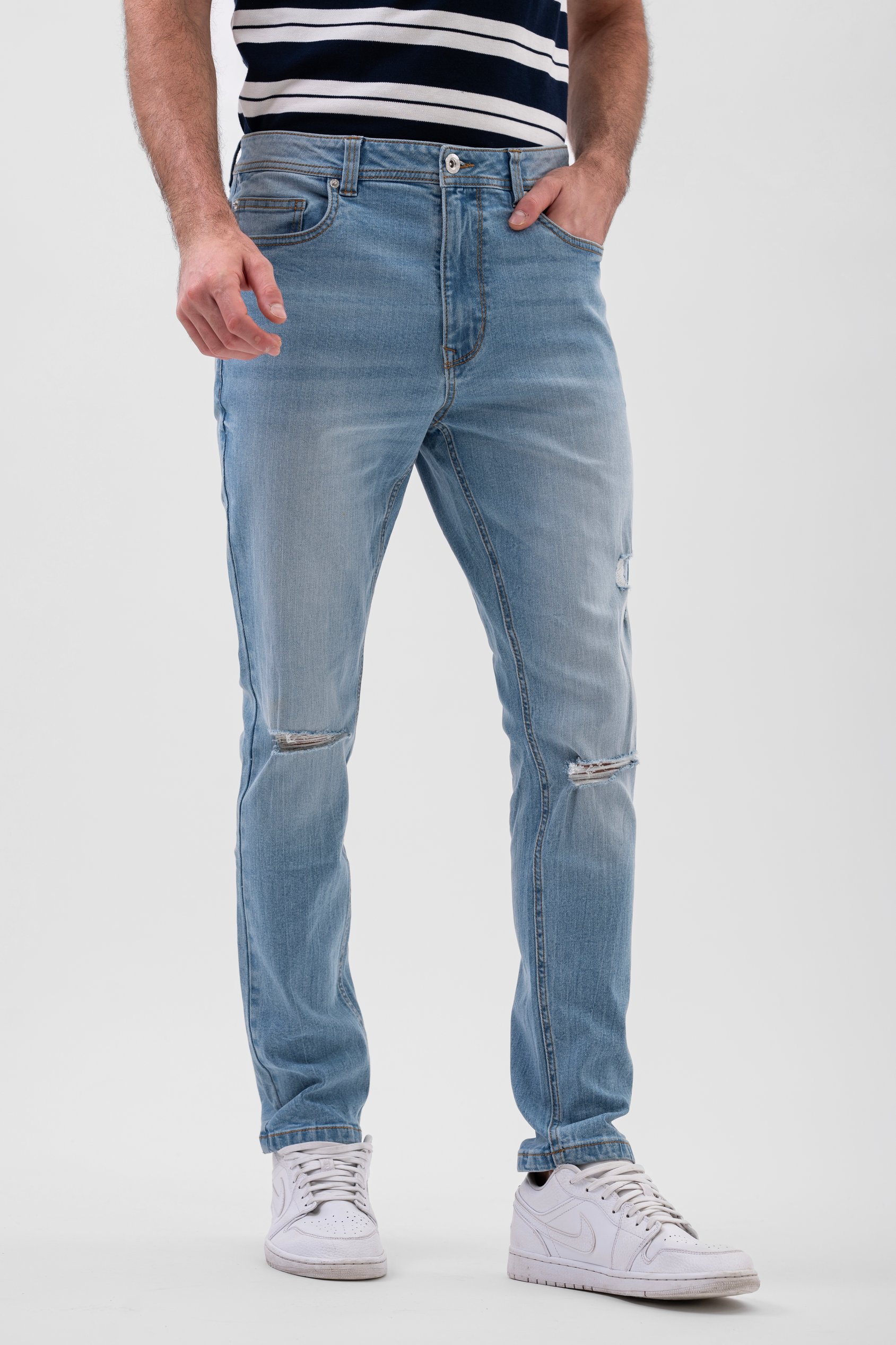 Enorsia Men's Light Blue Authentic Skinny Fit Blue Jeans - Uk 38