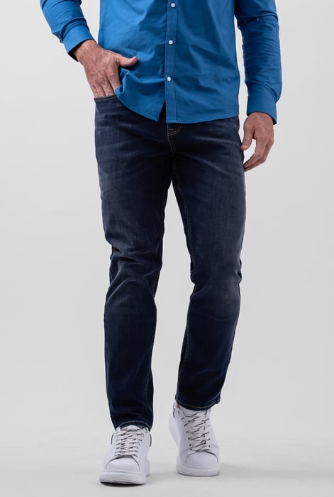 Mens Deep Blue Essential Super Stretch Regular Fit Jeans