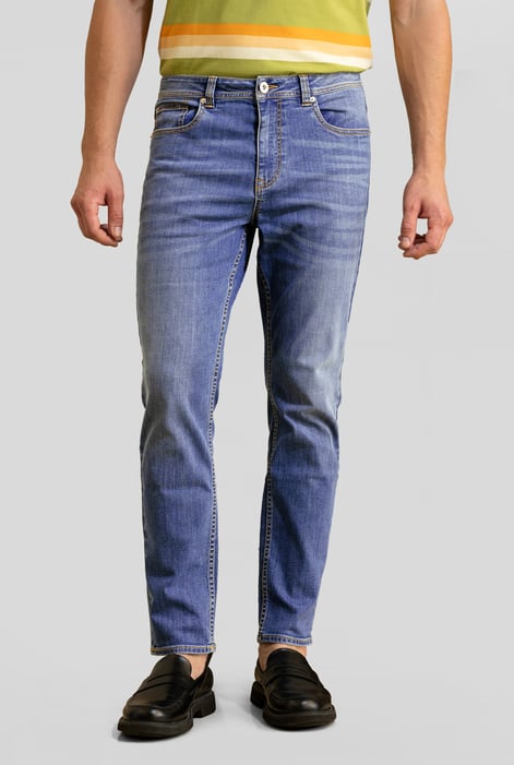 Mens Deep Blue Essential Super Stretch Regular Fit Jeans